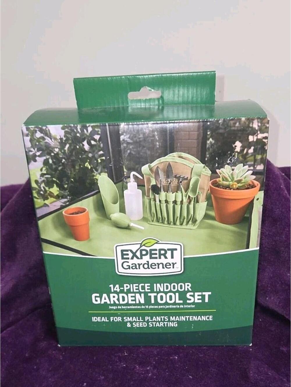 14 Piece Gardening Hand Tool Set with Canvas Tote for Indoor Plants